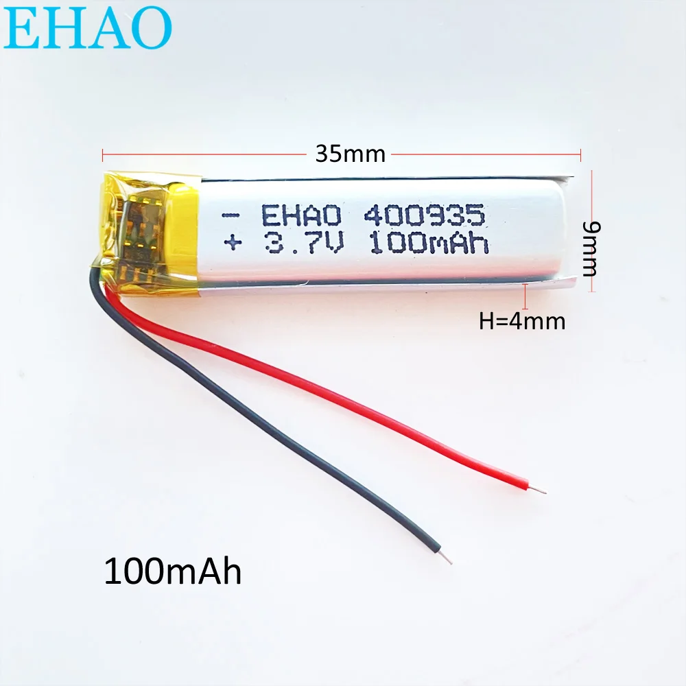Литий-полимерная аккумуляторная батарея 3,7, 100 в, 400935 мАч, для Mp3 наушников, диктофона, DVD, Bluetooth-гарнитуры, умных часов