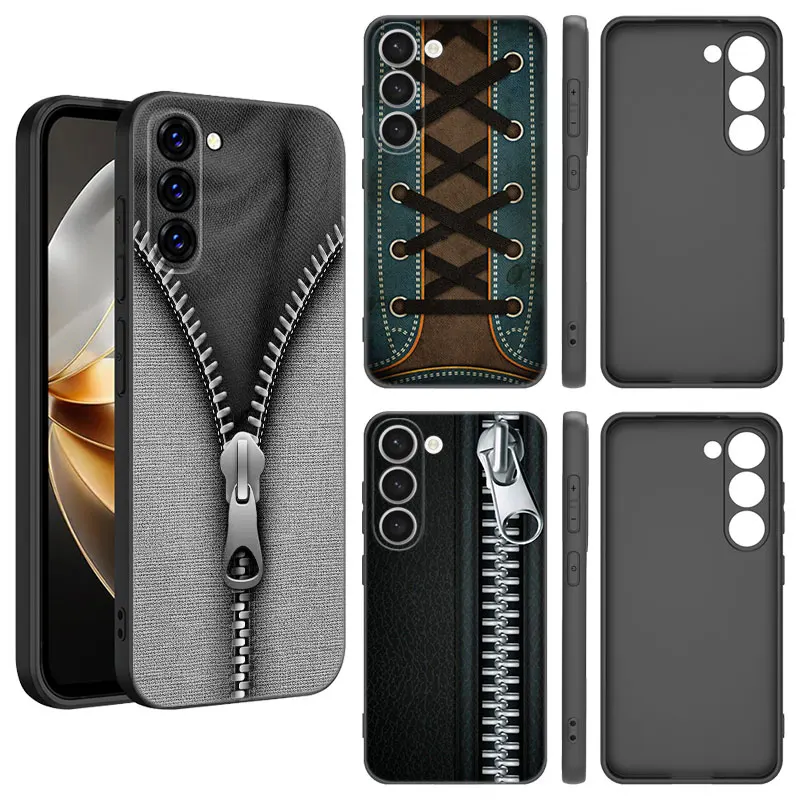 Zipper Stitched Sneakers Bbow Rribbon Phone Case For Samsung S20 S21 S23 FE S22 Ultra S10E S10 Lite S8 S9 Plus S7 Edge Cover