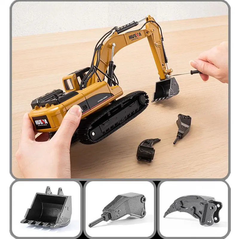 HUINA 1:40 Alloy Diecast Vehicle Excavator Engineering Model Loader Metal Truck Collection Boys Birthday Gift Car Christmas Toys