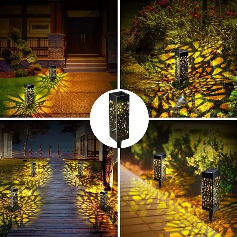 6/4/2/1Pcs Solar Led Aushöhlen Landschaft Rasen Lampen Wasserdichte Terrasse Yard Pathway Lichter garten Dekoration Außen Beleuchtung