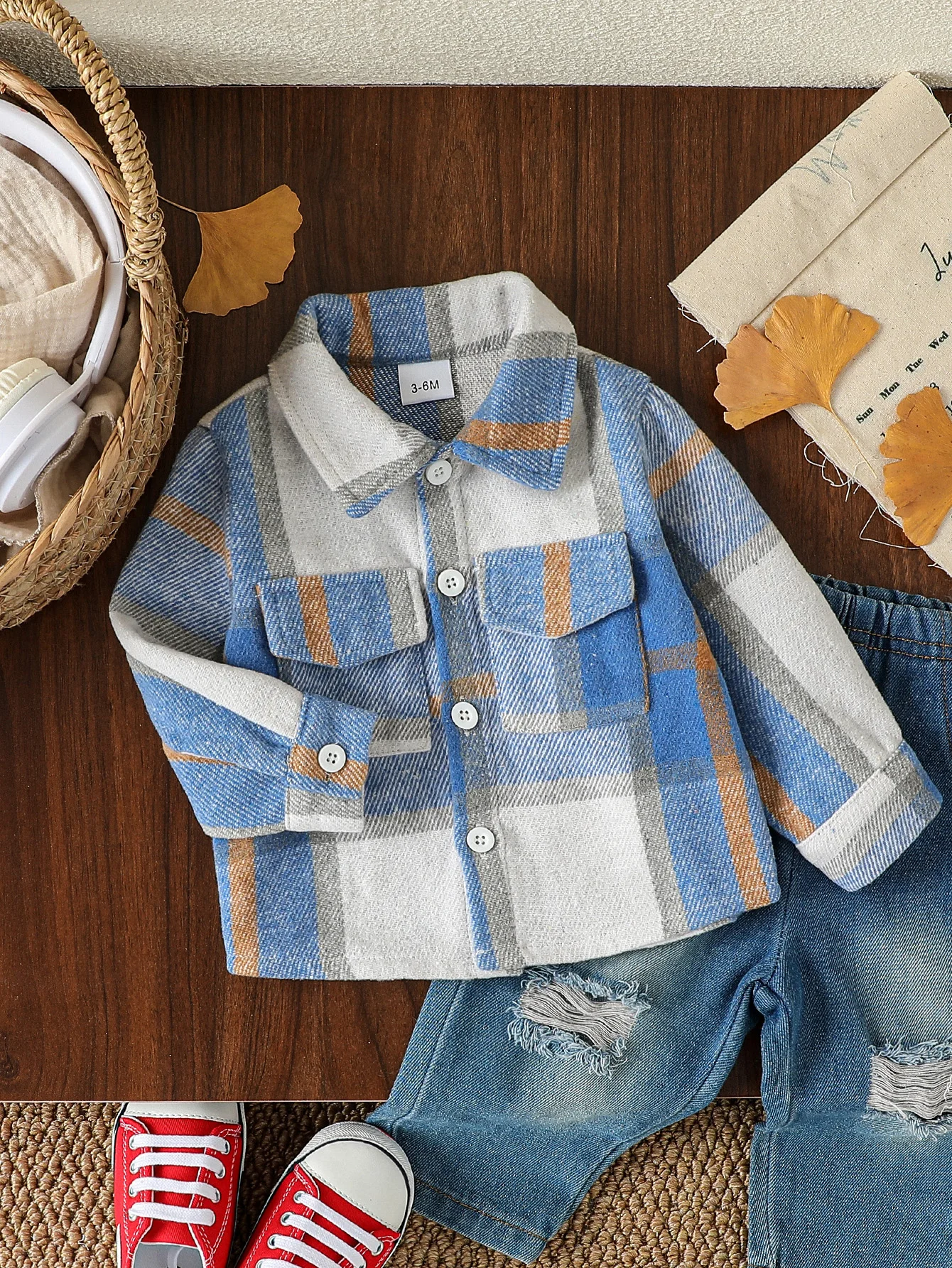 

Baby Boys Korean Long Sleeve Autumn For 1-3Y Button Casual Toddler Shirts Tops Daily Clothes