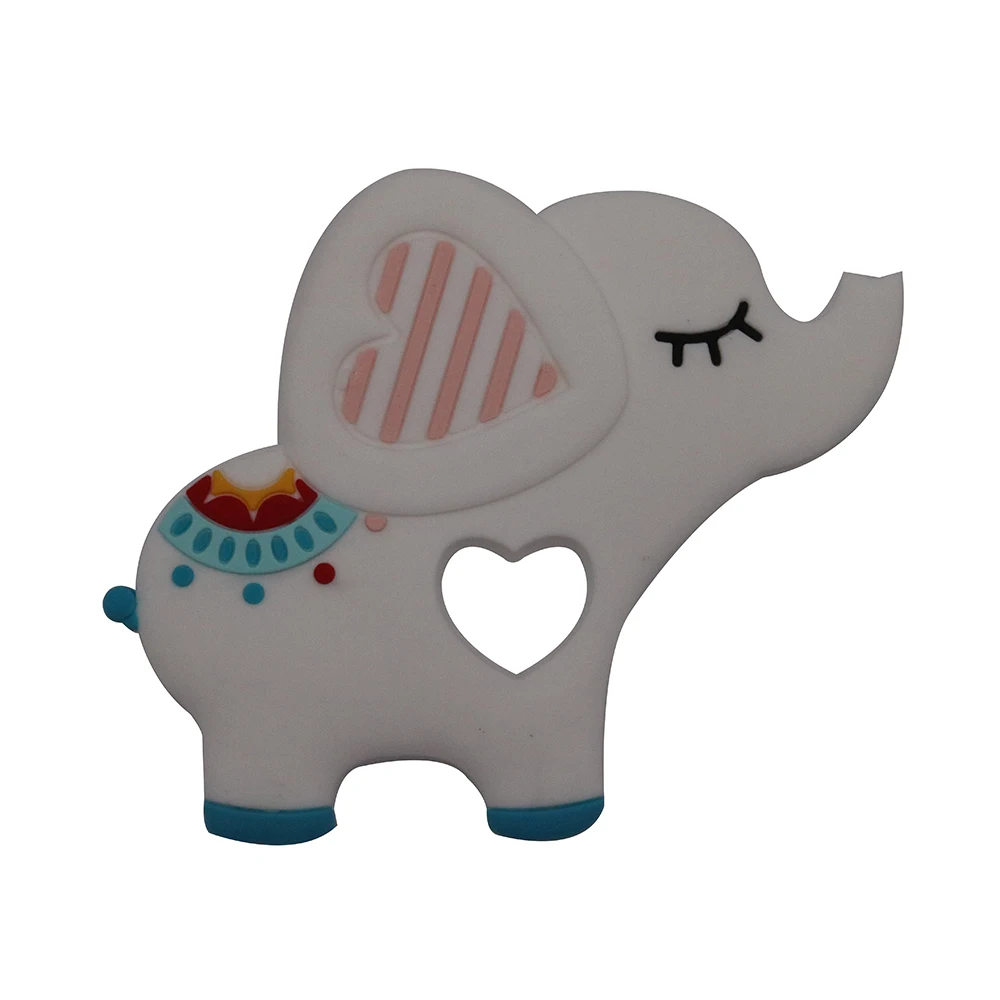 الفيل على شكل عضاضة للطفل ، DIY بها بنفسك مضغ عضاضة ، سلسلة مصاصة ، لعبة قلادة سيليكون ، لعبة التمريض ، تولد من جديد ، 1 قطعة #1