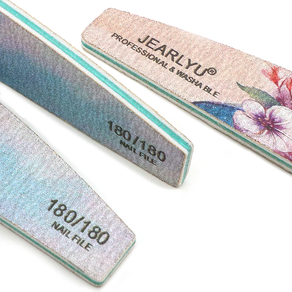 10개 네일 파일 및 버퍼 세트 180/180 그릿 보트 모양 광택 샌딩 파일 가정 및 살롱용 딥 파우더 네일 제거