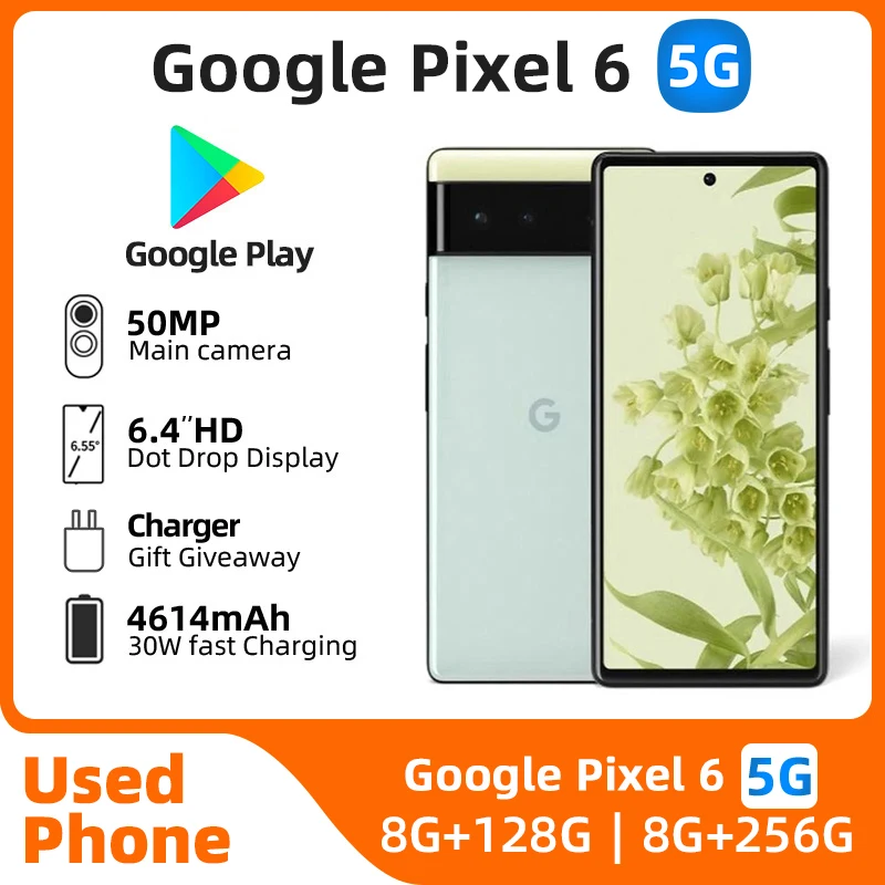 Google Pixel6 5G SmartPhone Battery capacity 4614mAh 50MP Cameraoriginal used phone