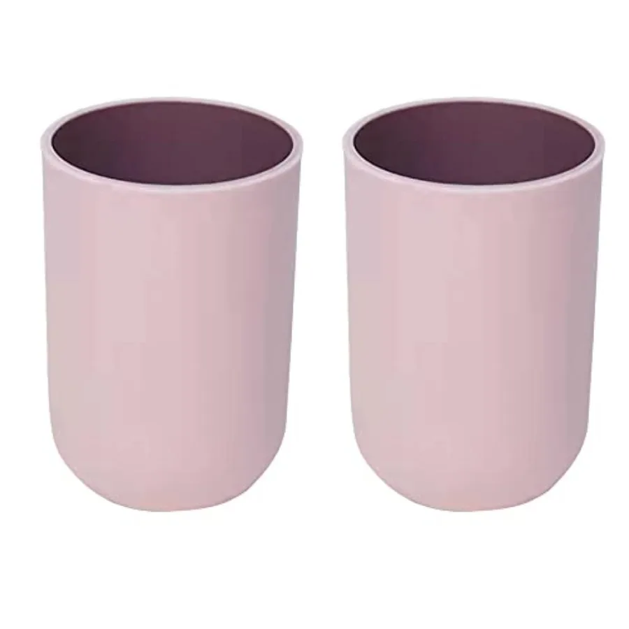 Cup 10.5oz, Unbreakable Reusable Drinking Cups Set of 2 Colors, Plastic Toothbrush Cup Tumbler 300ml, Dishwasher Safe