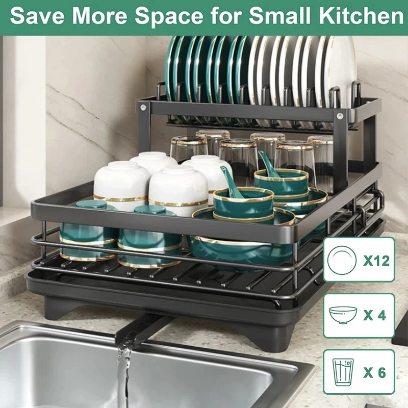 3.Storage bowl and plate rack, countertop, multi-functional bowl rack, kitchen storage rack inside the cabinet