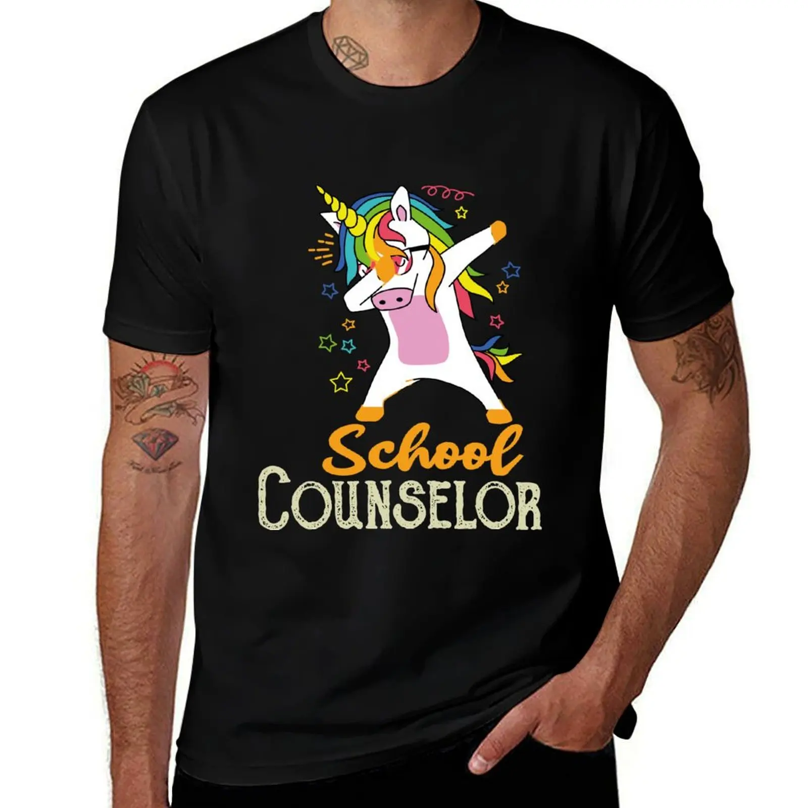 Love School Counselor Rainbow Hair Unicorn Teacher Gift T-Shirt graphic shirts sports fans mens champion t shirts