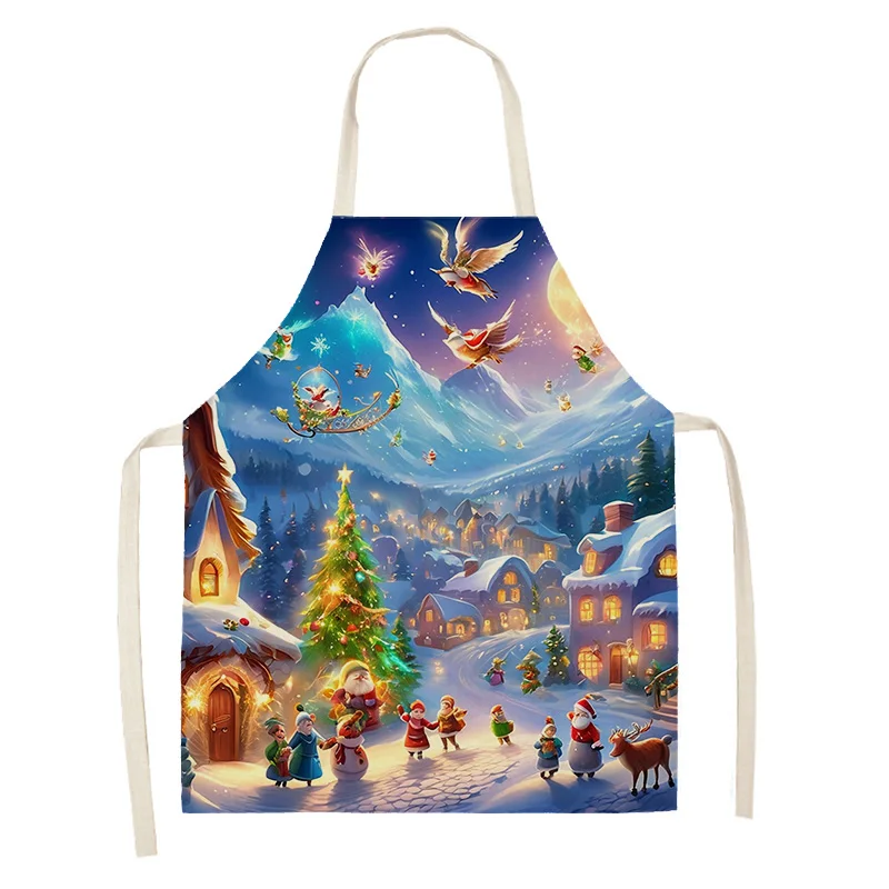 Women's kitchen apron Linen man Children's Big size Child girl Waterproof funny Half Work Coffee simple Merry Christmas winter