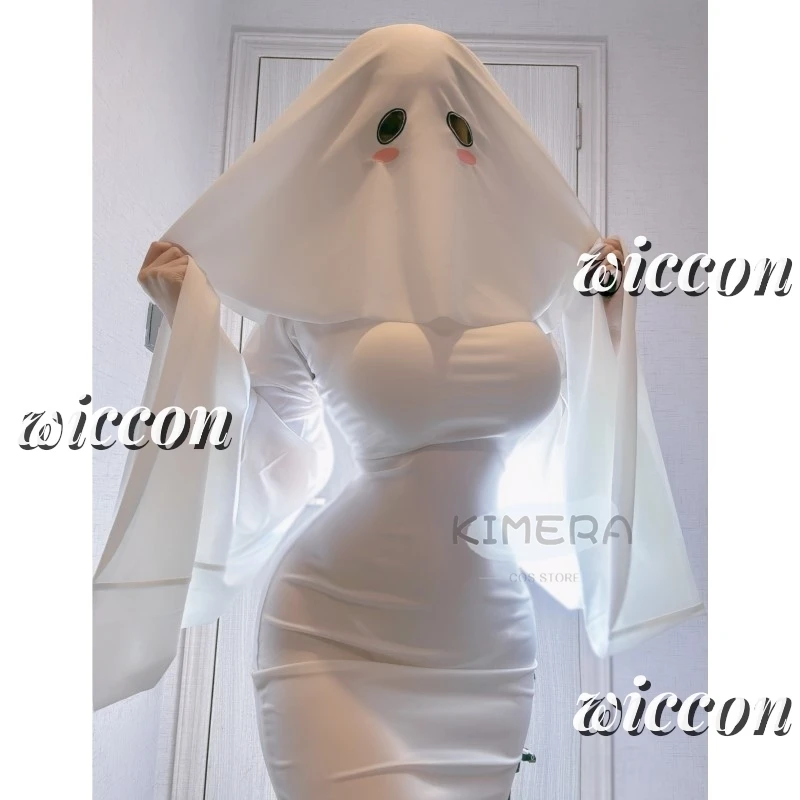 Sexy Cute Female Ghost Cosplay Costume Halloween Scare Face Cape Scream Costume Adult Fancy Dress Halloween Cosplay Costume