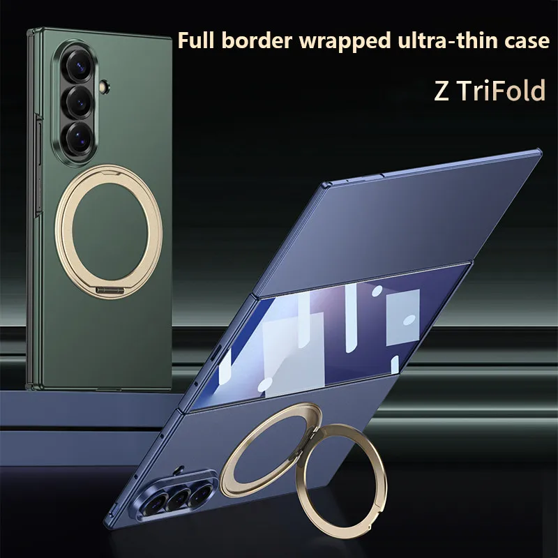 

Матовый магнитный чехол с ощущением кожи для Samsung Galaxy Z TriFold 5G ZTriFold, вращающийся кронштейн, тонкий чехол для ПК