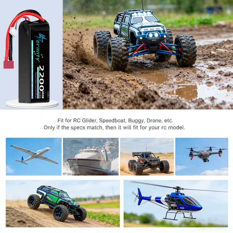 TERANTY 3S 11.1V 2200mAh 50C/100C Lipo Battery For RC Racing Cars Four Drive Off-Road Spare Parts 11.1V Battery