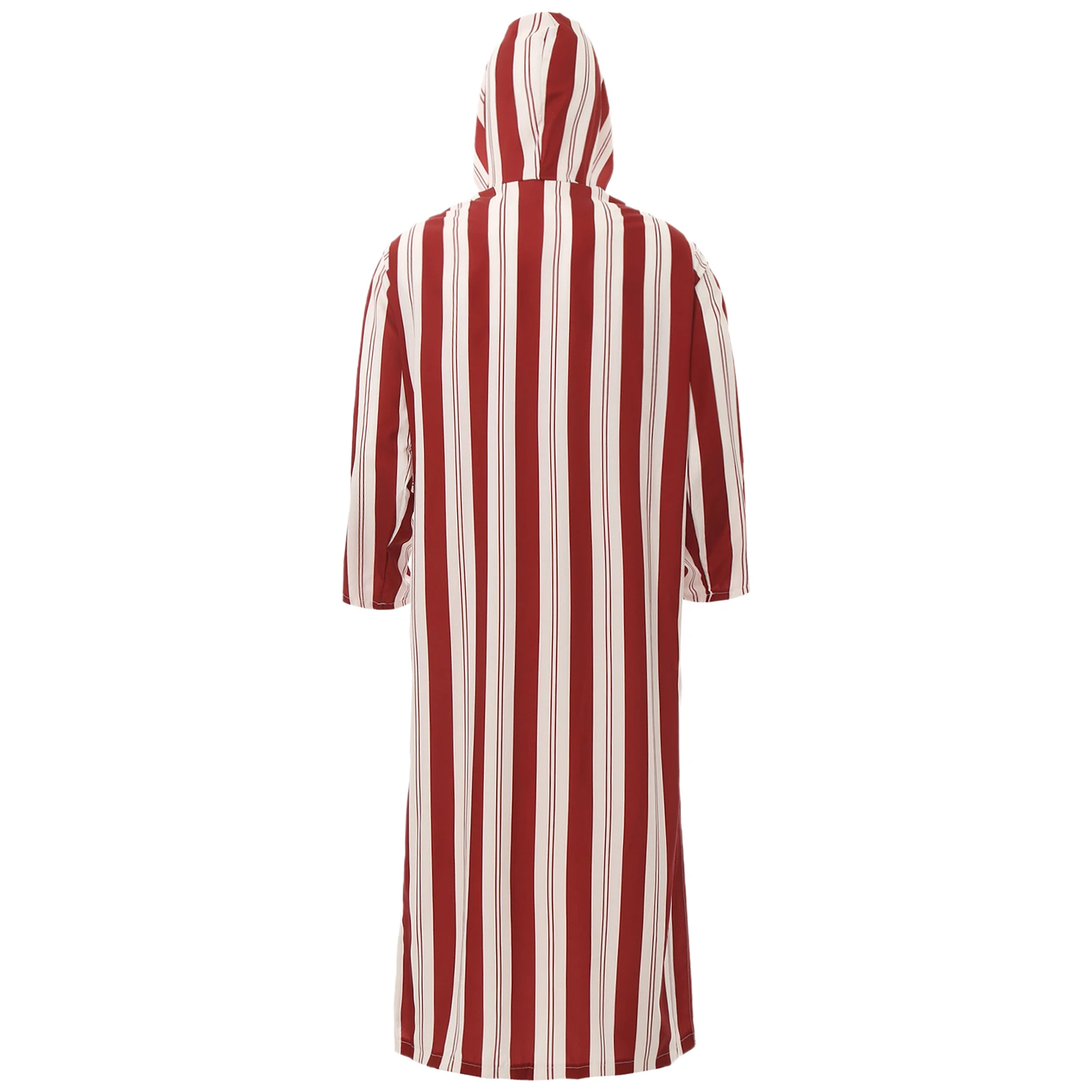Mens Islamic Muslim Hooded Robe Shirt Long Sleeve Pullover Printed Loose Caftan Arab Thobe for Party Festival Cosplay Costumes