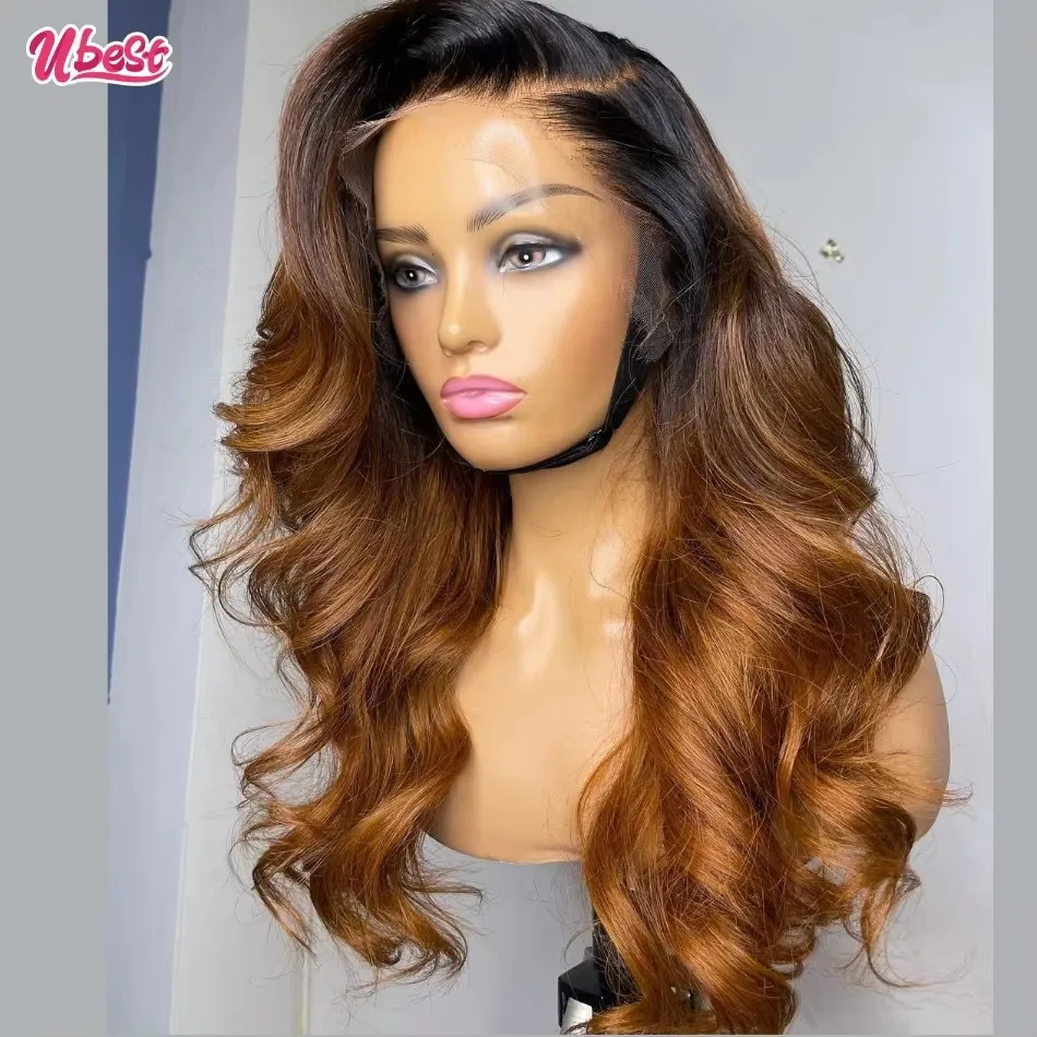 

Ubest 13X6 Transparent Lace Front Wigs Body Wave Human Hair 1B 30 Ombre Brown Colored 5X5 Lace Closure Wig Pre Plucked For Women