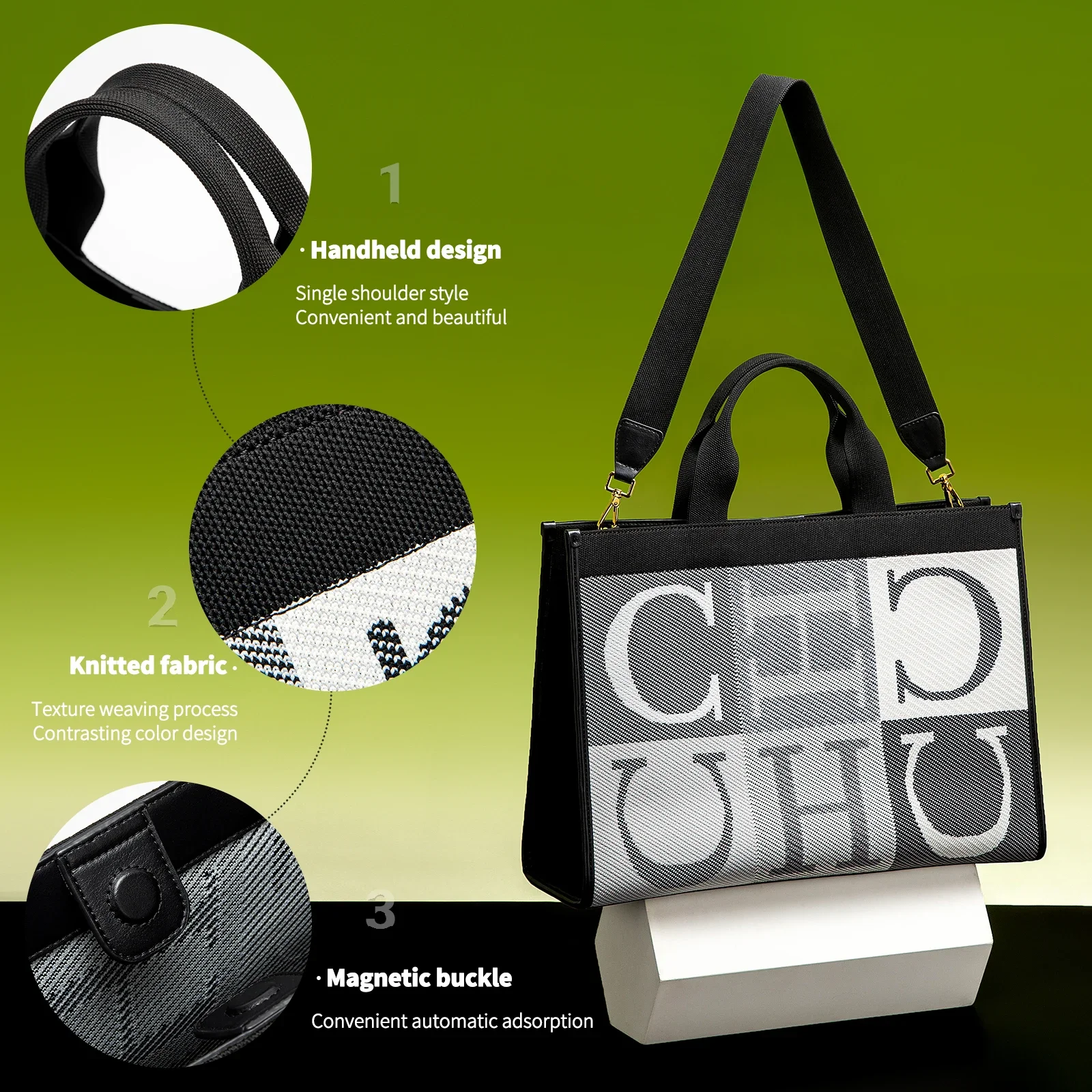 

Fashion Classic New Women's 2025 Shopping Bag Letter Design Large Capacity Retro Handbag