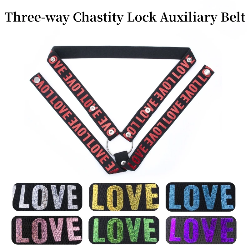 New Chastity Cage Assist Belt CB Lock Retaining Strap 3 Way Belt Wide Restraint Chastity Lock Elastic Penis Ring Pussy Sex Toys