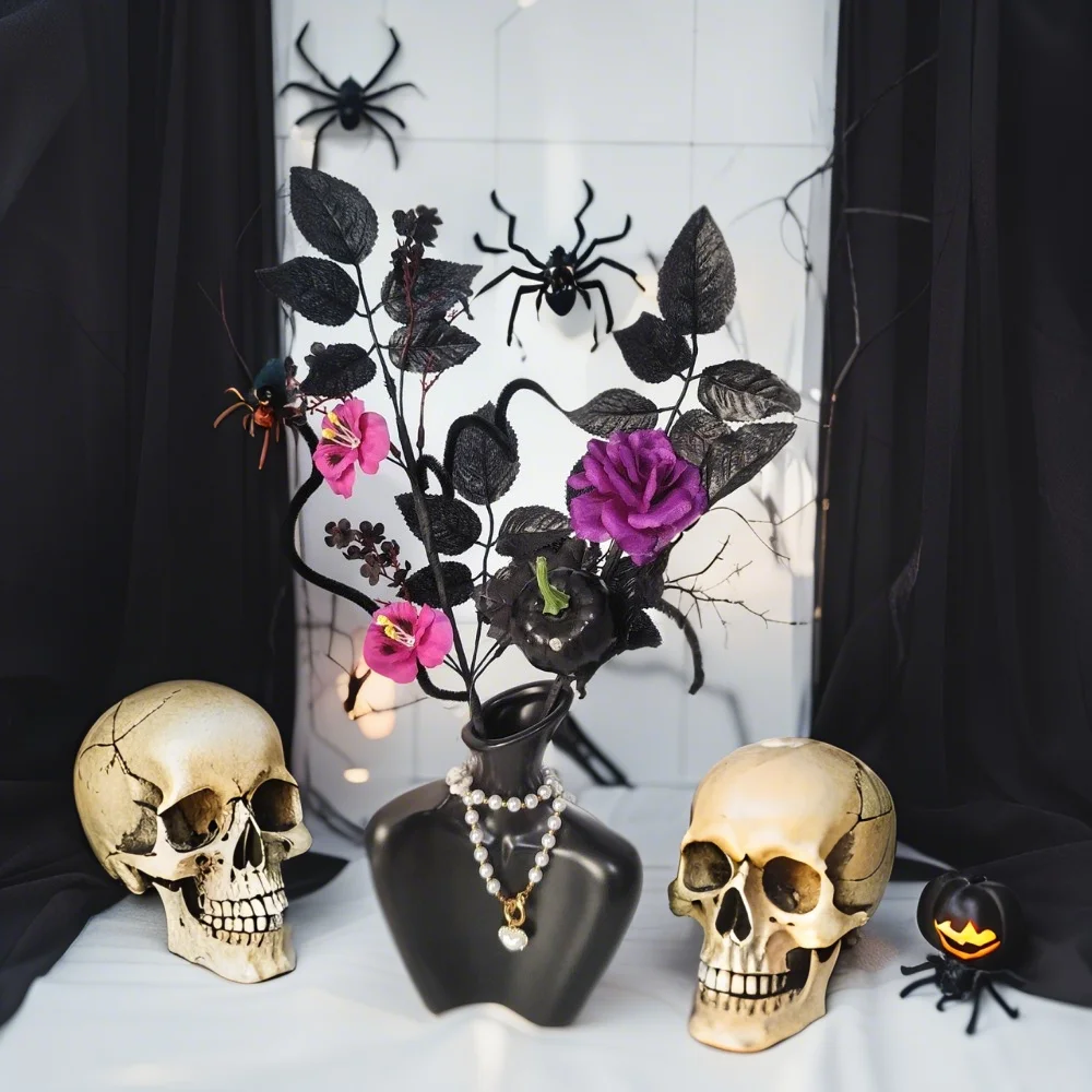 

3/5 шт., украшение на Хэллоуин, искусственный цветок тыквы, стебель, Хэллоуин, ветка, украшение для домашнего интерьера, вечеринки, ваза, композиция