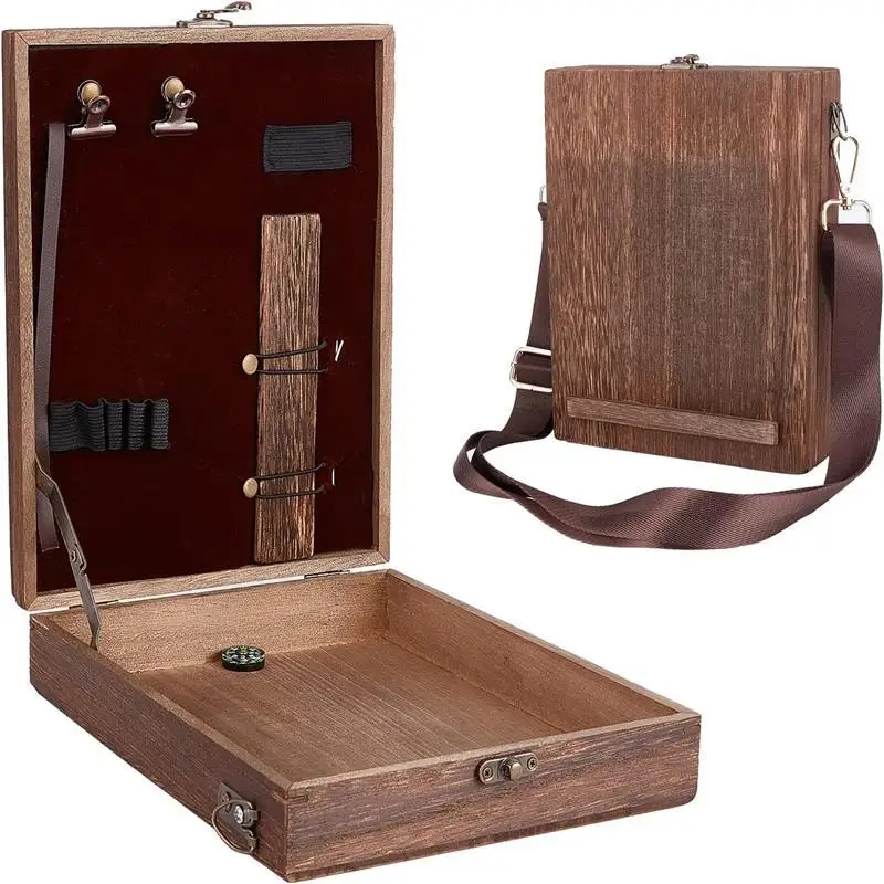 Cross-border new wooden briefcase creative shoulder bag modern simple outdoor camping storage bag writing board