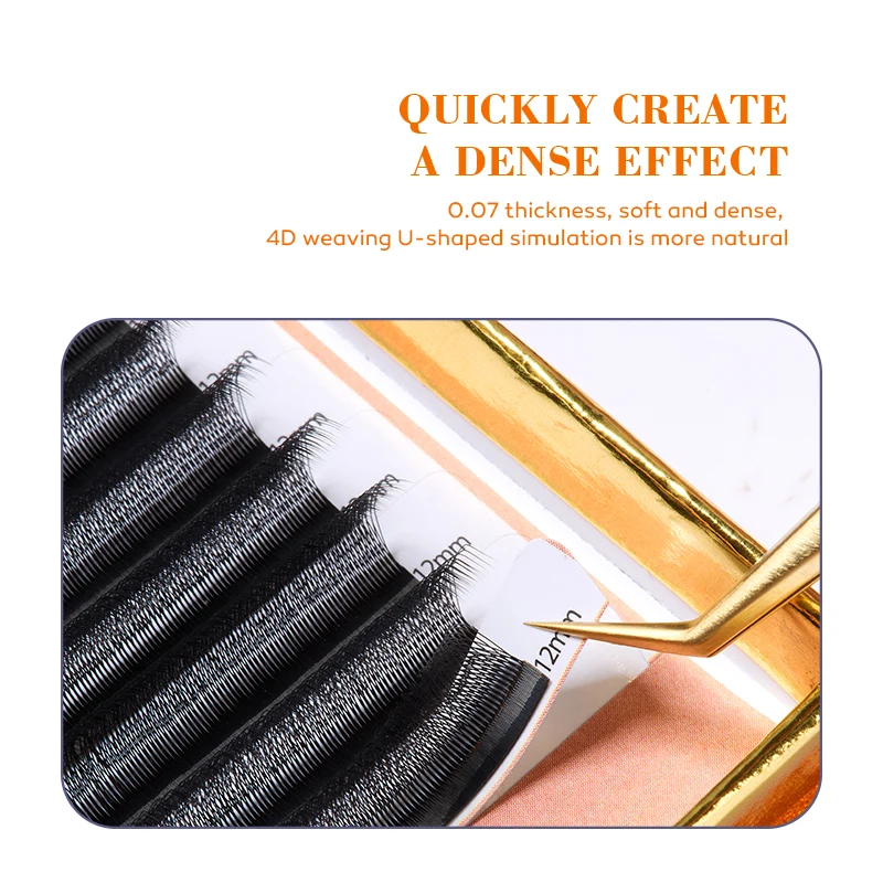 ملحقات رموش رموش 4D على شكل حرف U من DeceMars (12 خطًا/صينية)