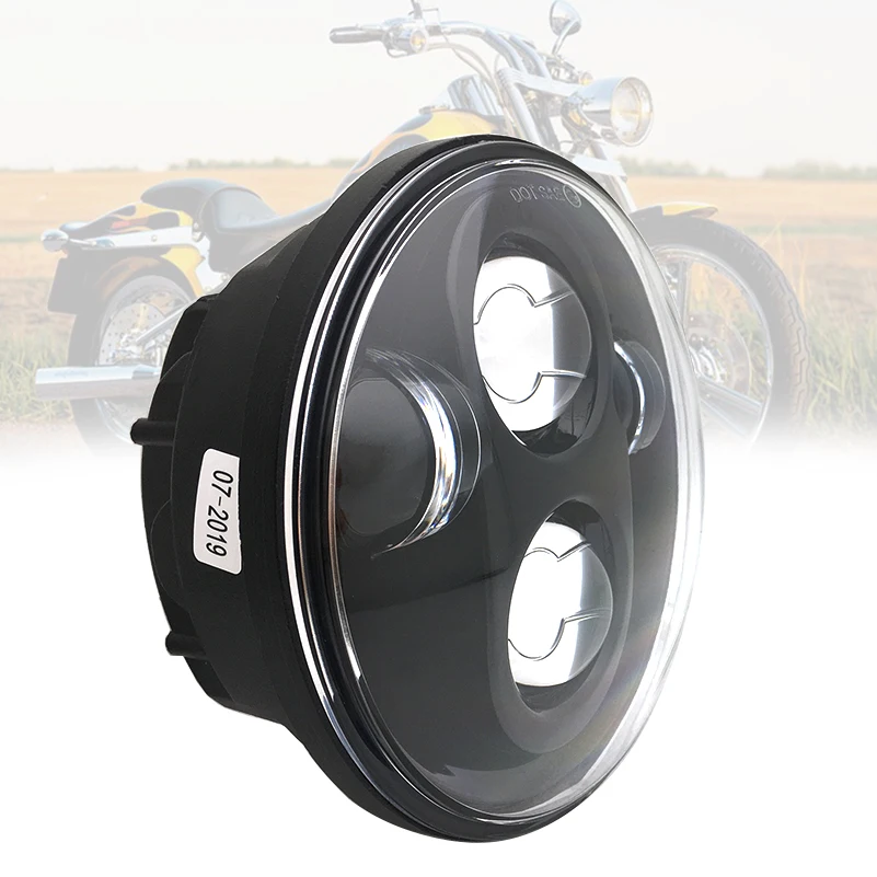 Phare LED noir DRL de moto, 5.75 pouces, 5 3/4 pouces, 40W, pour Harley Sportster 883 XL883 FXCW