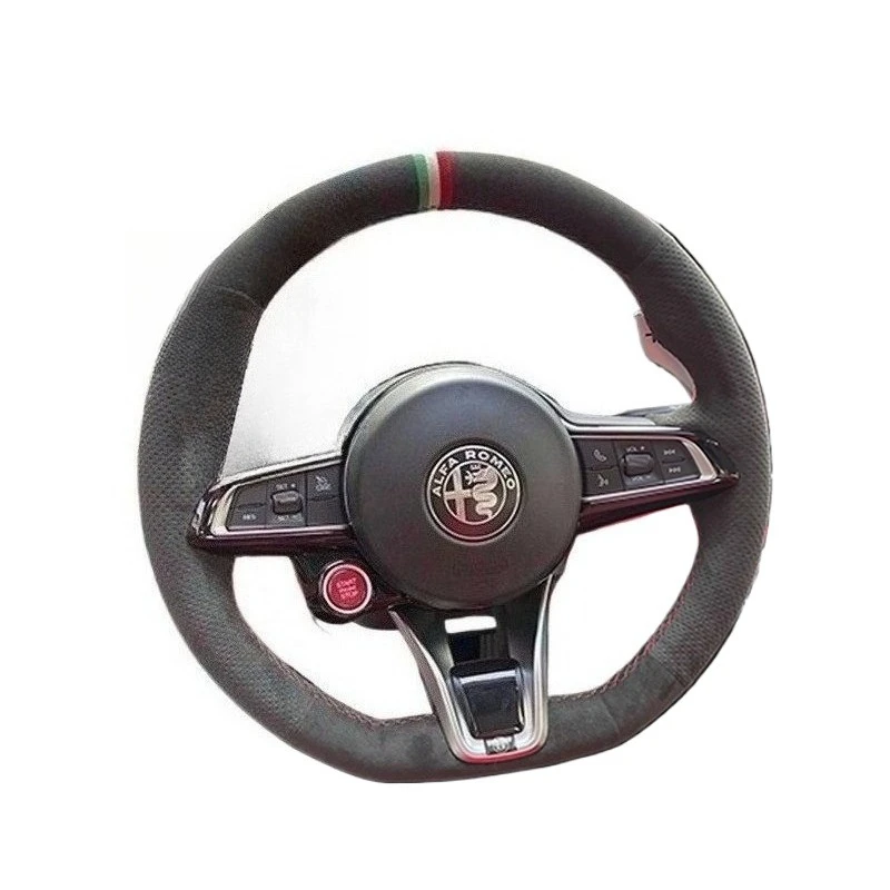 

For Alfa Romeo Giulia Stelvio 2020-2022 hand-stitched high-quality non-slip suede Car Steering Wheel Cover