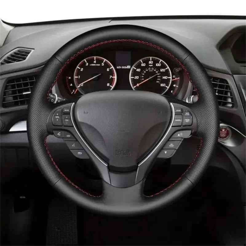 Hand‑Sewn Perforated Genuine Leather Steering Wheel Cover, Specially Fit for 2013‑2015 Acura ILX RDX TL ZDX