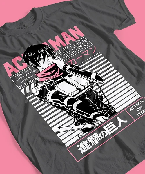 T-shirt For Anime Attack on Titan Mikasa Ackerman Batalla Final