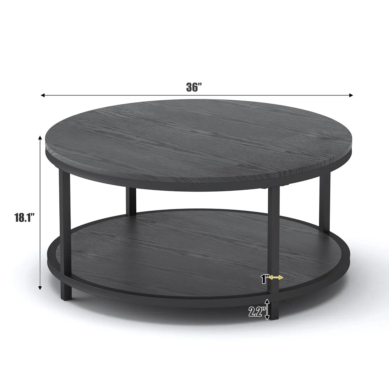 Rustic Industrial Round Coffee Table 35.8