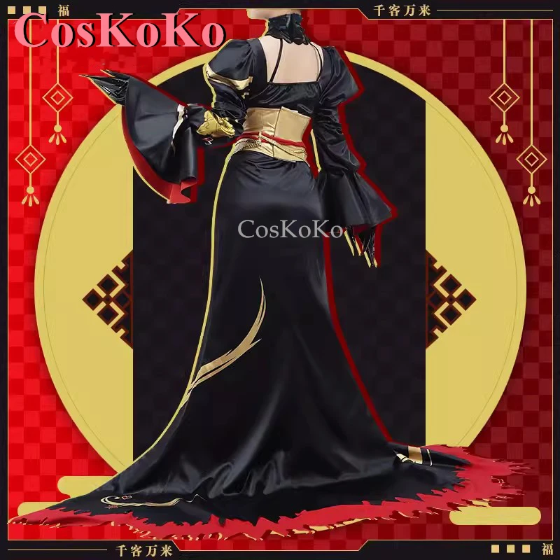 【Customized】CosKoKo Anime Vtuber Nijisanji Ethyria Nina Cosplay Costume Black Uniform Dress Halloween Party Role Play Clothing