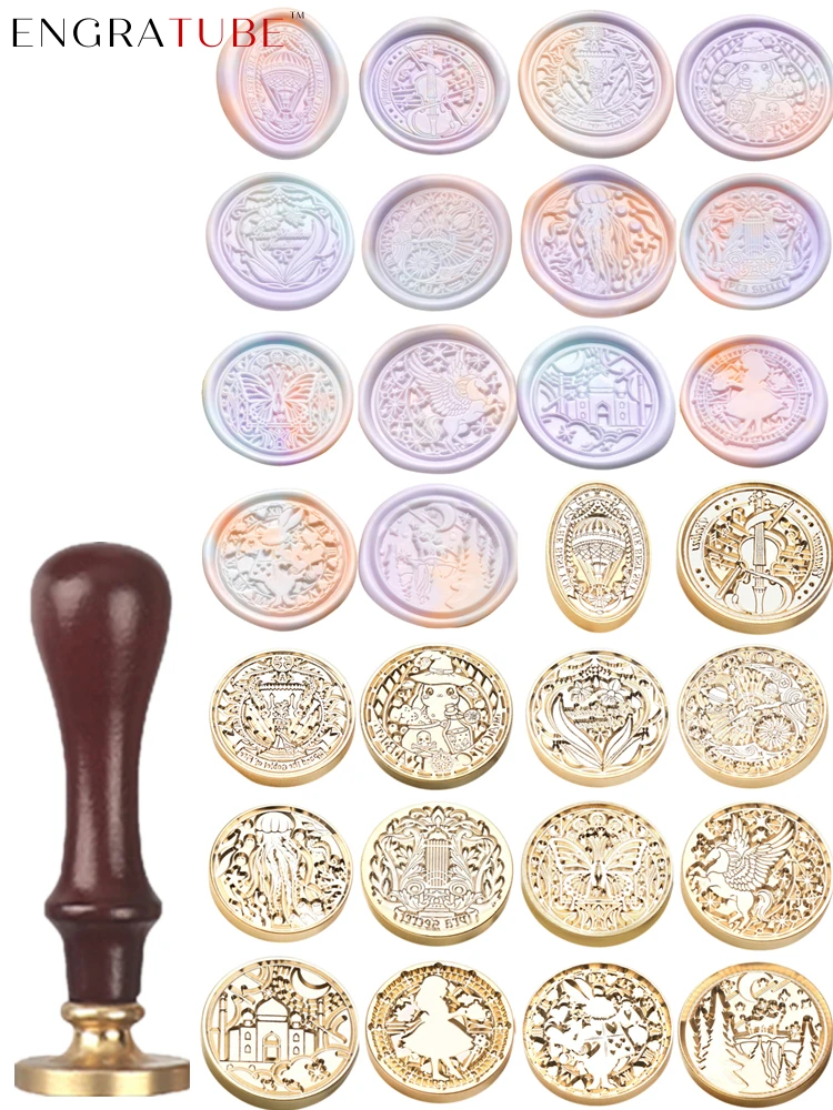 30mm Wax Seal Stamp Vintage Round Antique Sealing Invitations DIY Envelope Hobby Tools Dedicated Replace Copper Head With Handle