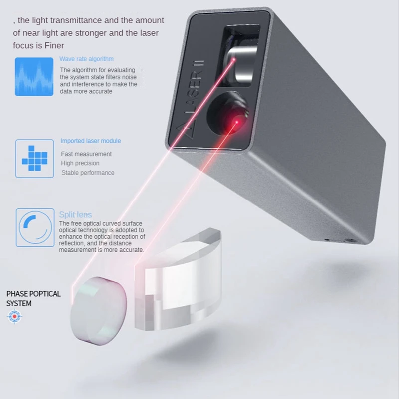 Mini Smart Digital Laser Rangefinder, Portátil, USB, 30m