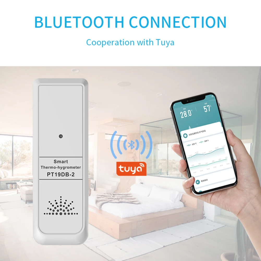 New Tuya Bluetooth Mini Temperature Humidity Sensor Portable Thermometer Hygrometer Outdoor Indoor Universal Smart APP Control