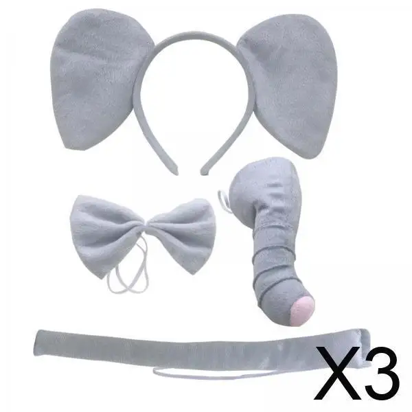 

Elephant Costume Set with Ears Headband Nose Bow Tie Tail Lightweight Animal Cosplay Props for Kids Party Show