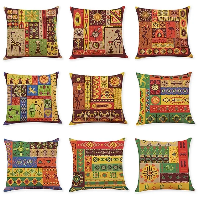 

Boho Ethnic Linen Pillow Case African Bohemian Pillowcase Living Room Decorative Sofa Bed Luxury Home Decor 45x45cm Pillow Cover