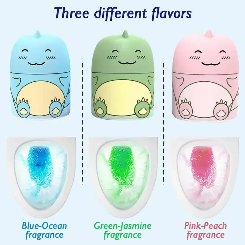 زجاجة منظف المرحاض على شكل ديناصور، منظف خزان معطر للمحيطات يدوم حتى 90 يومًا، إزالة قوية للبقع، نضارة تدوم طويلاً