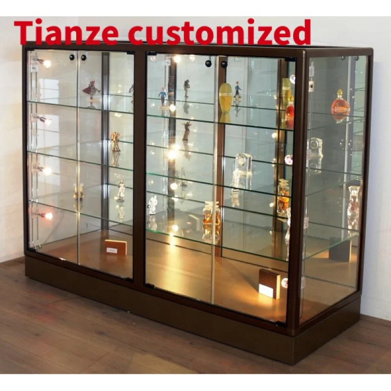 (customized)Cheap Aluminum Frame Display Cabinet Boutique Lockable Glass Showcase Display with Light