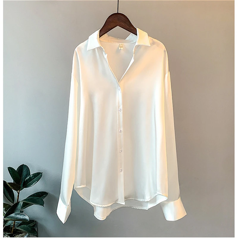 Fashionable Satin Shirt Women's Drape Shirt Classic Satin Top Elegant and Suitable for Commuting and Formal Occasions