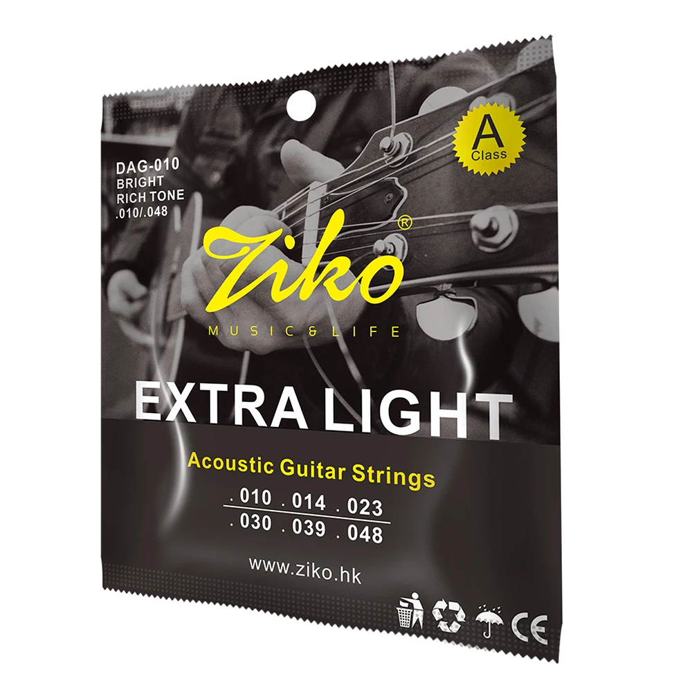 ZIKO DAG-010 6Pcs/Set Acoustic Guitar Strings Steel Core Copper Wound Guitarra Strings Acoustic Guitar Parts & Accessories