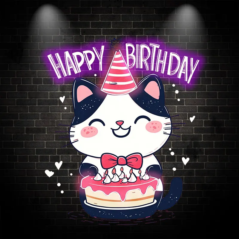 Happy Birthday Cat Home & Wall Decor Custom Led Neon Sign