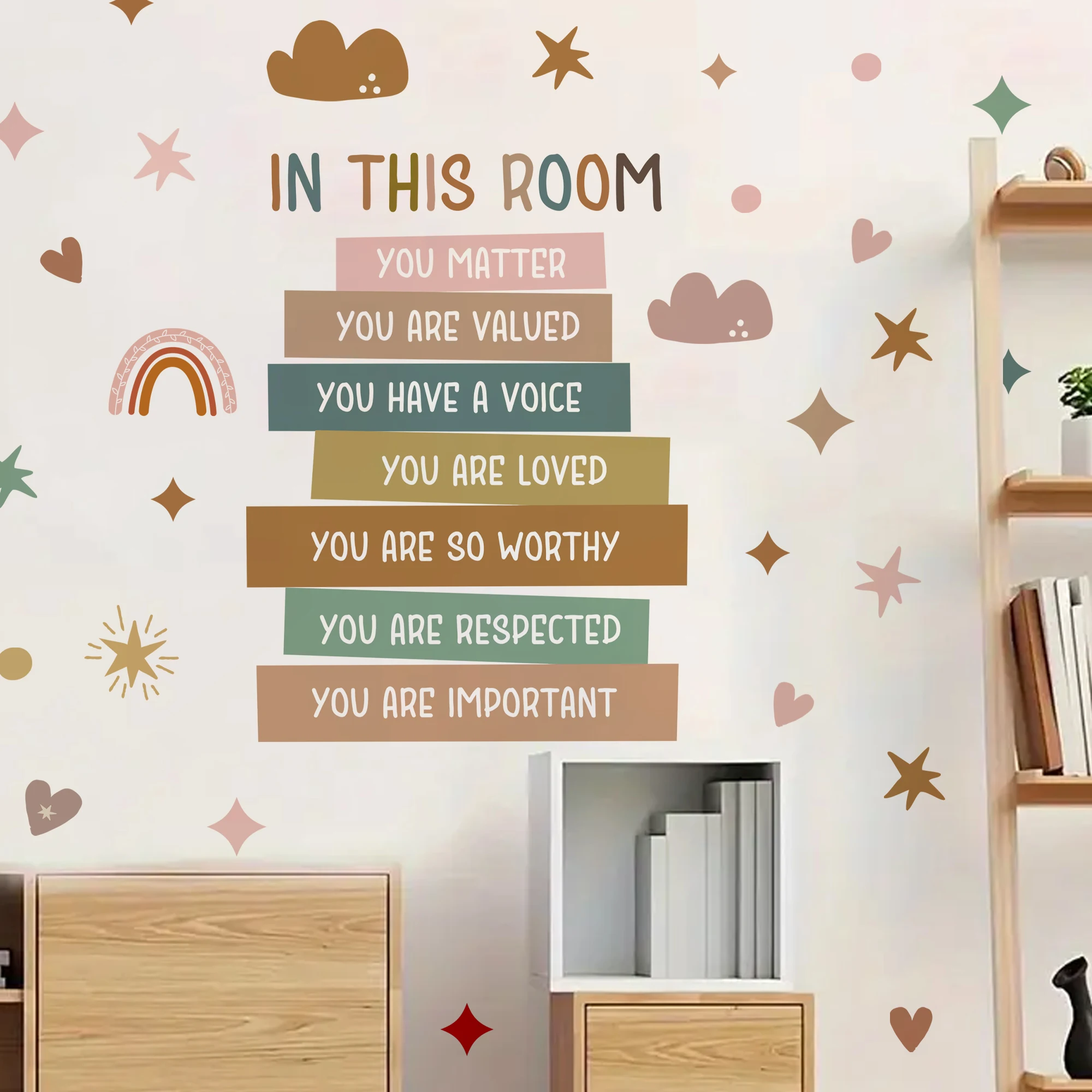 Positive Affirmations Wall Stickers for Children Kids Room Decor Today I Will Learn And Grow Bedroom Living Room Wall Decals