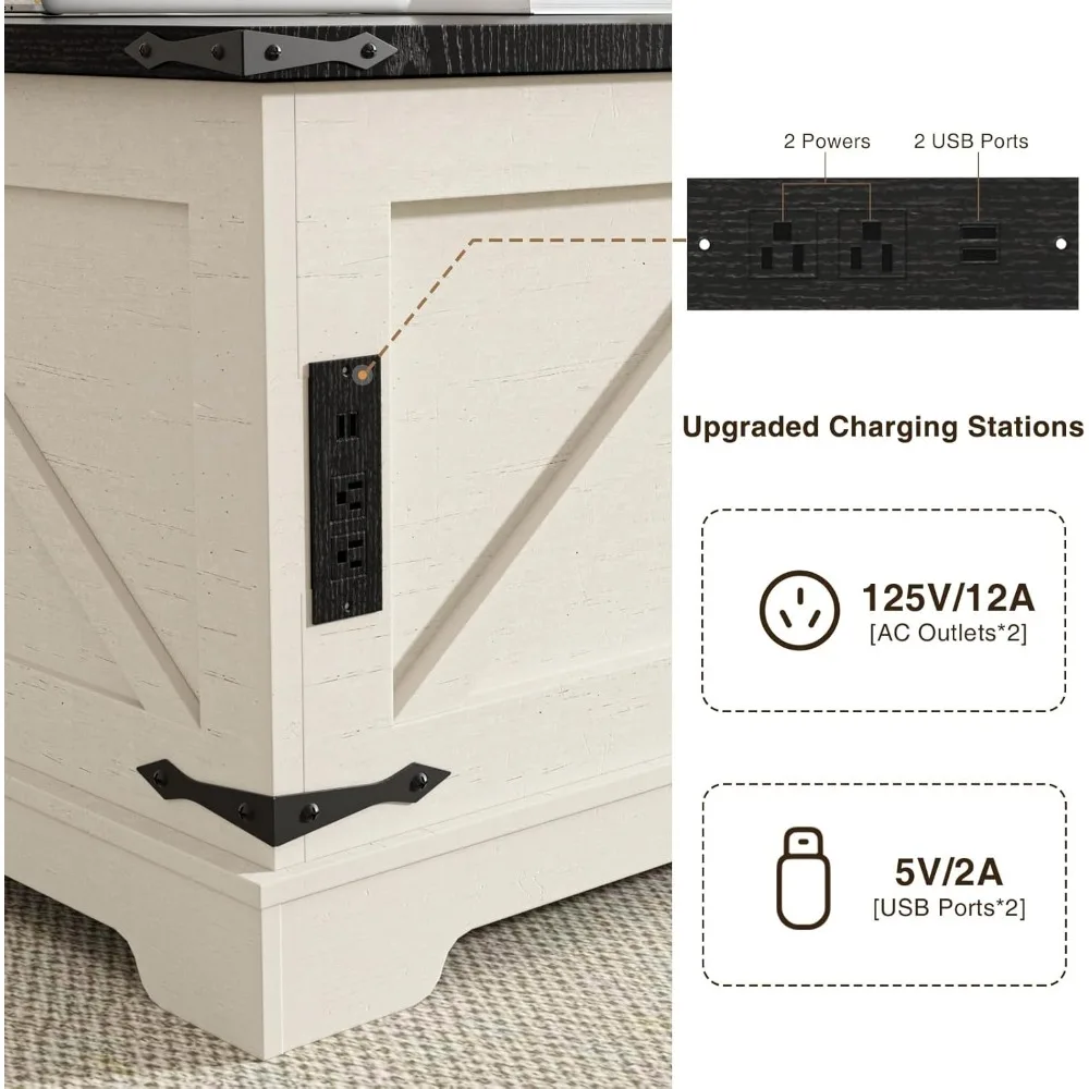 Farmhouse Lift Top Coffee Table with Hidden Storage,35.4" W Wood Square Center Table with Charging Station,Rustic Cocktail Table