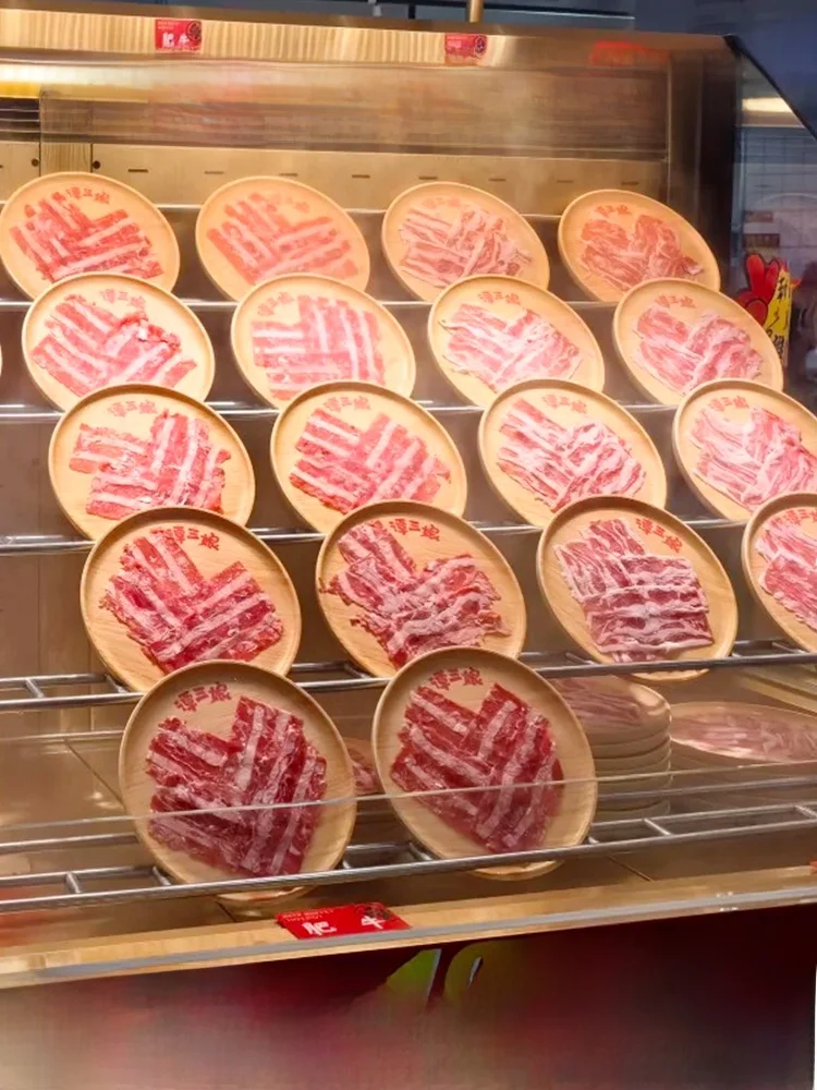 

Freshly Cut Beef Dishware TakSanMiang Self-Service Street Stall Hot Pot Plate CoShuFen Fat Cow Beef Plate Dishware