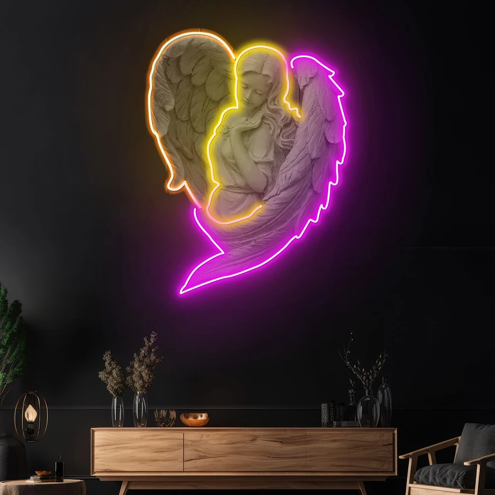 Angel Artwork LED Neon Sign Customized Bedroom Living Room Decoration Neon Sign for Home Bar Club Room Wall Decor Night Light