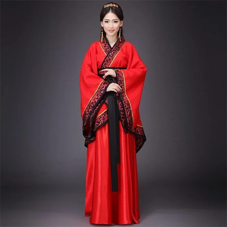 Abito lungo Hanfu a maniche lunghe Patchwork Stile antico Costumi tradizionali cinesi Gonna da prestazione Abito cinese Tang Cheongsam