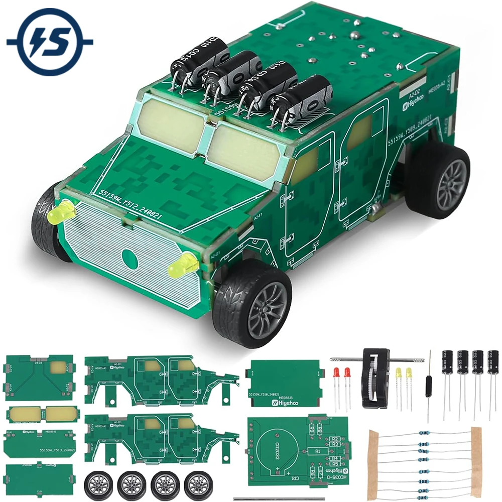 Soldering Practice Kit DIY Car Vehicle Model Soldering Projects with Pull-Back Gears LED Light for Hand-on Learning STEM Educate