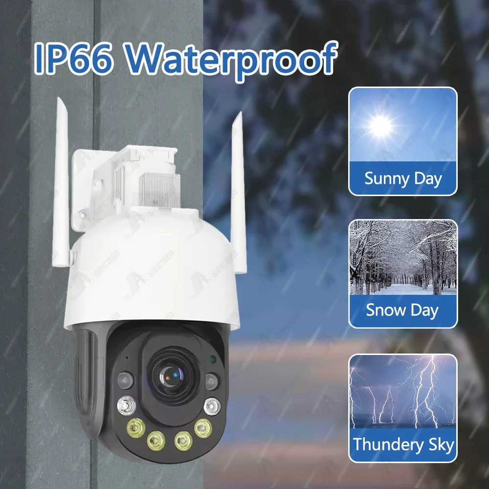 ICSee 50X Optical Zoom 5MP HD WiFi PTZ IP Security Camera Two Way Audio Outdoor Waterpoof Wireless CCTV Surveillance Camera