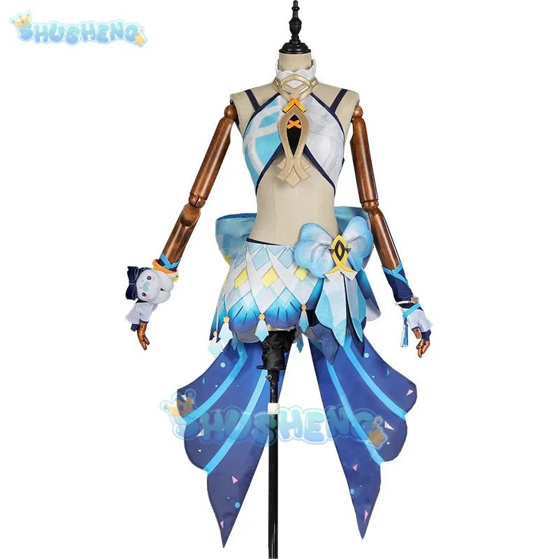 Genshin Impact Mualani Cosplay Kostüm Perücke Uniform Kopf bedeckung Puppe Meztli Federn Natlan Halloween Party Frauen Mädchen Prop Shu sheng