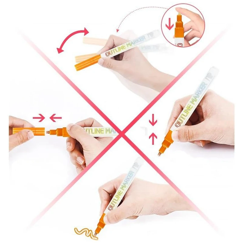 Metallic Outline Paint Markers, canetas Shimmer, assinatura