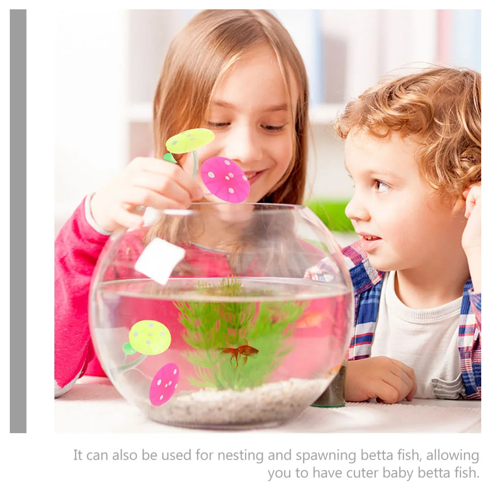 

2pcs Silicone Betta Mushroom For Tank Fish Resting Bed Aquarium Decoration Suction Cup Betta Hammock Fish Tank Supplies Pet