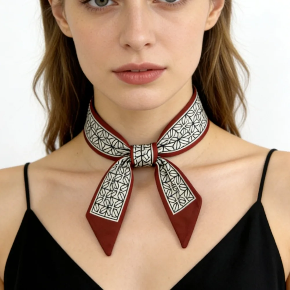 

Women Hair Headband Silk Scarf, Luxury Skinny Fashion Bag Scarf