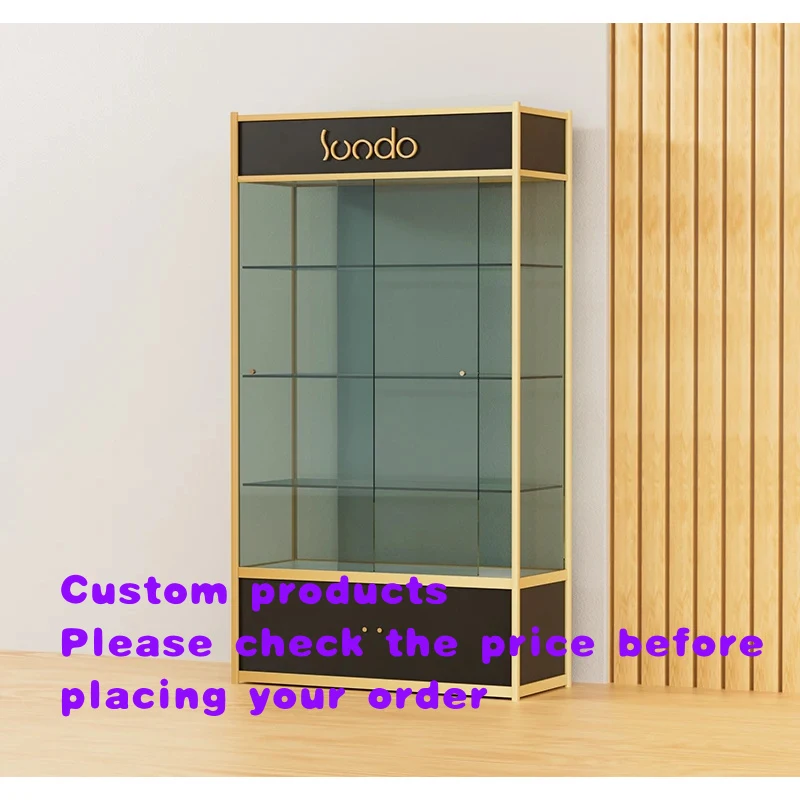 custom.SUNDO X-GD-003 Stainless Steel Glass Dust Cover Jewelry Cosmetic Watch Display Cabinet Show Retail S